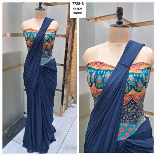 Dark Blue drape saree dress