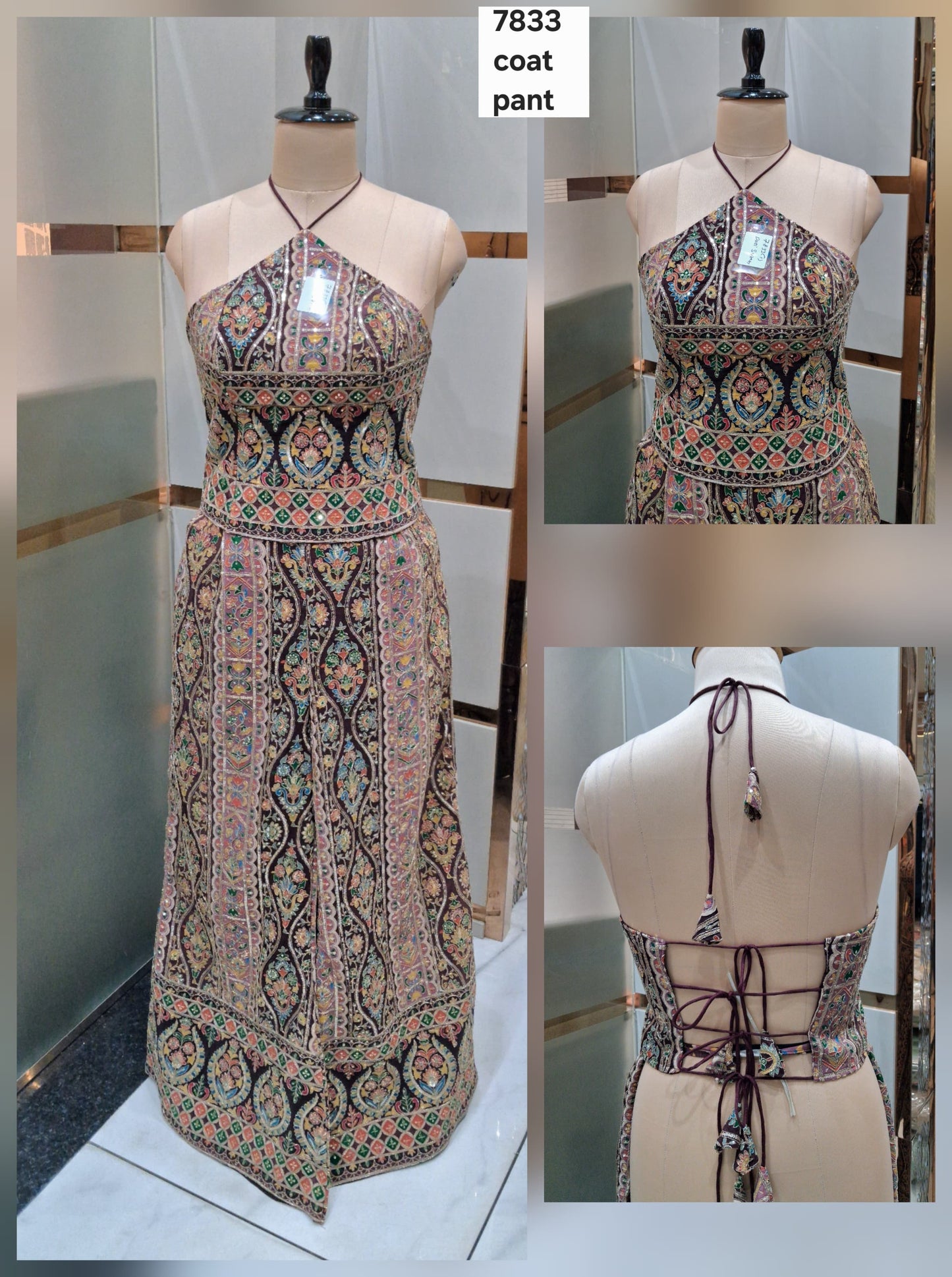 Baby pink maroon drape saree dress