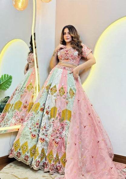 Ghazal pink green Crop Top lehenga happy customer