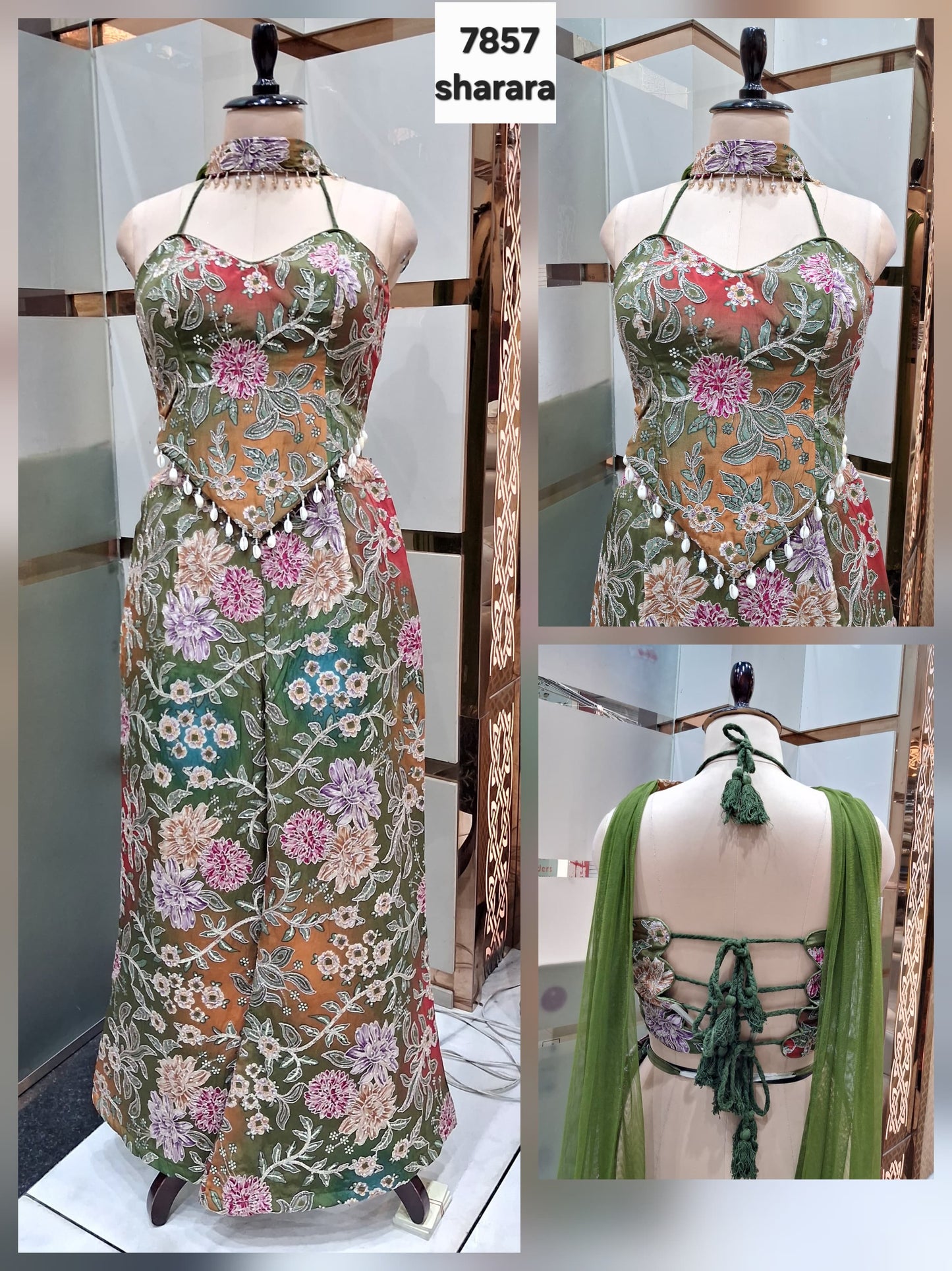 Pista Green Maroon Burgundy drape saree dress