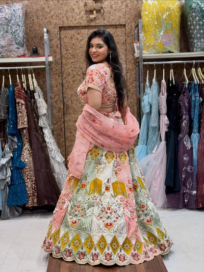 Ghazal pink green Crop Top lehenga happy customer