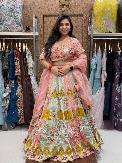 Ghazal pink green Crop Top lehenga happy customer