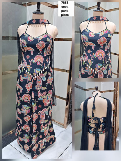 Dark blue black drape saree dress