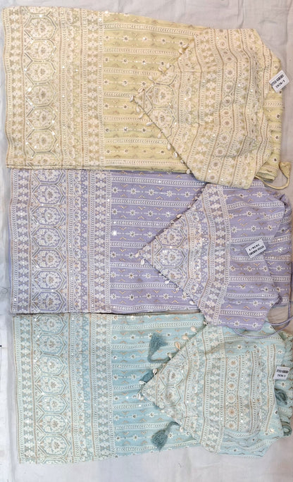 Lavender Light blue Beige drape saree dress