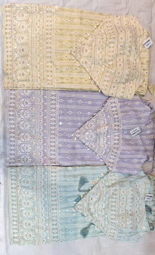 Lavender Light blue Beige drape saree dress