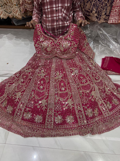 Pista Net crop top Lehenga - Shopping World