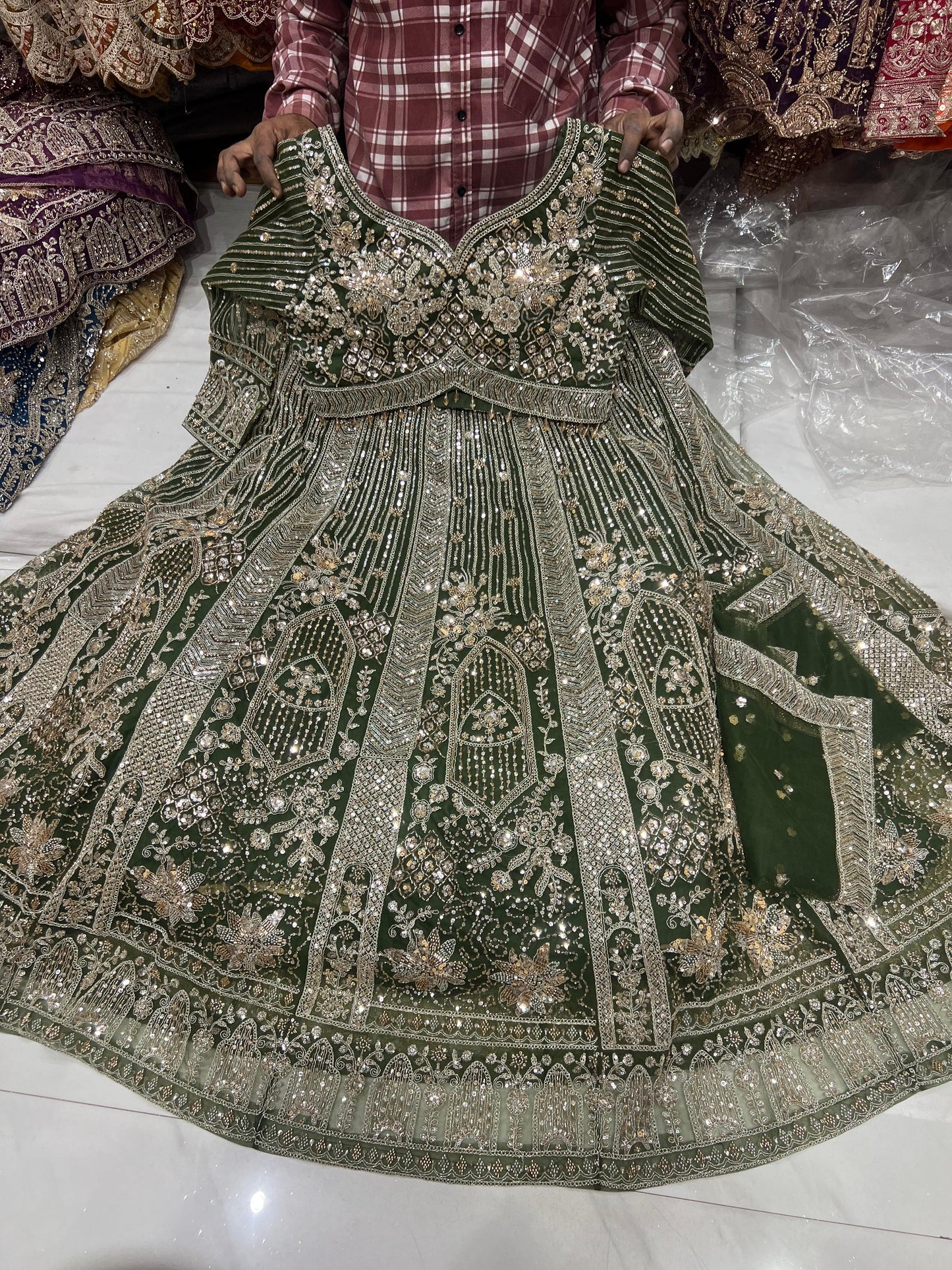 Pista Net crop top Lehenga - Shopping World