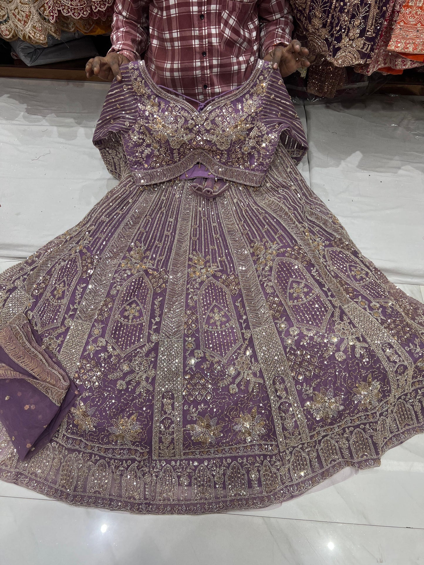 Pista Net crop top Lehenga - Shopping World