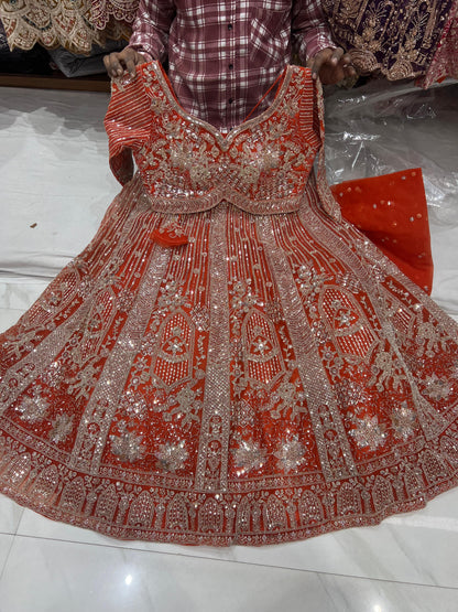 Pista Net crop top Lehenga - Shopping World