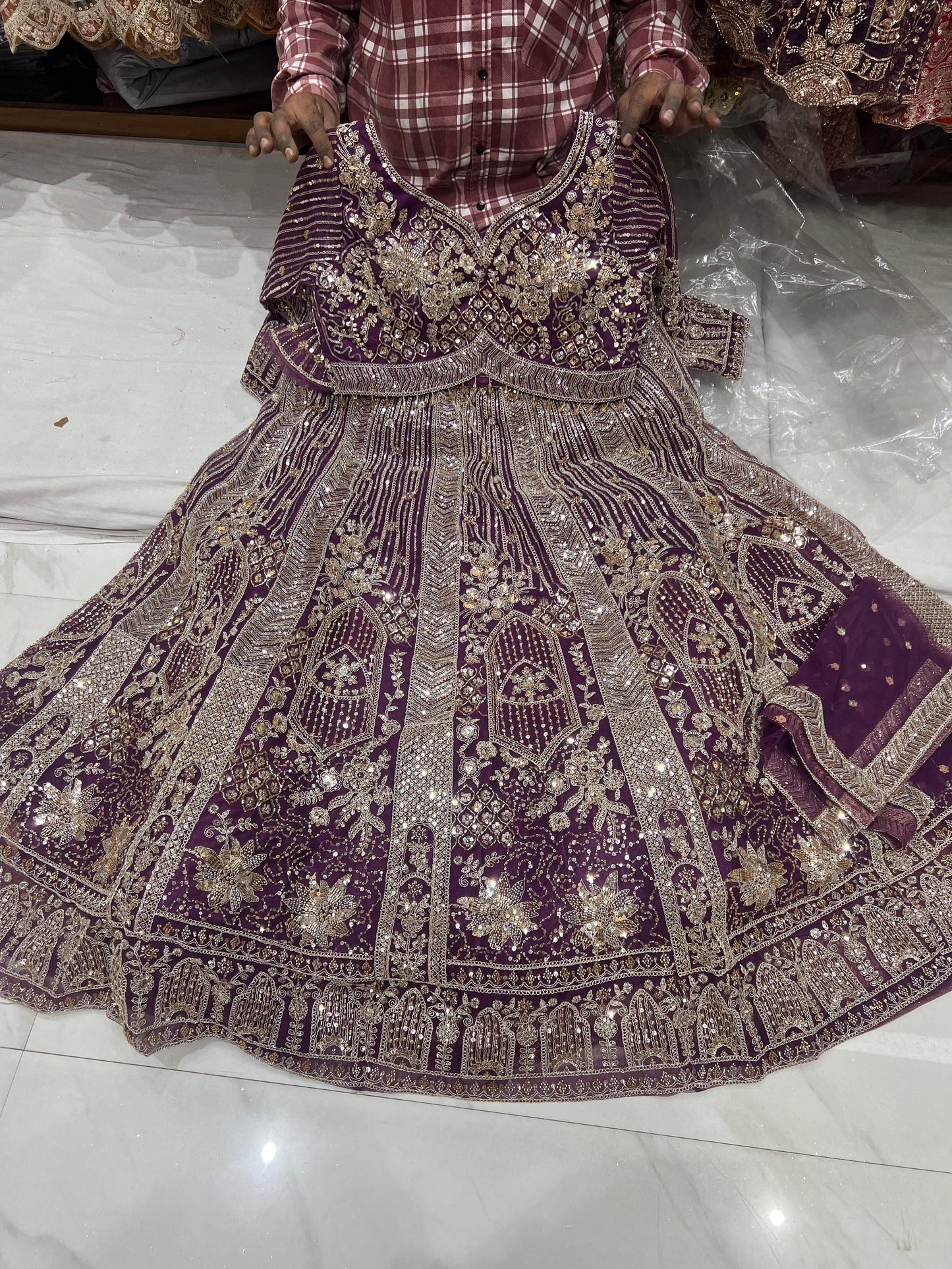 Pista Net crop top Lehenga - Shopping World