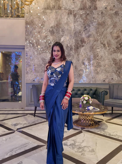 Beautiful Dark blue drape saree dress