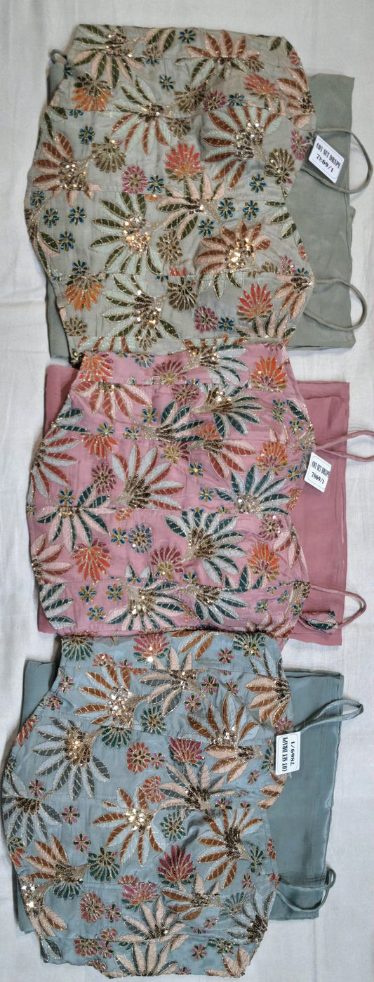 Baby pink Light blue Light green drape saree dress