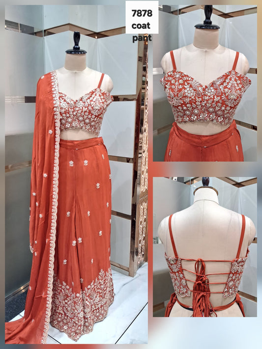 Rust orange Navy blue purple drape saree dress