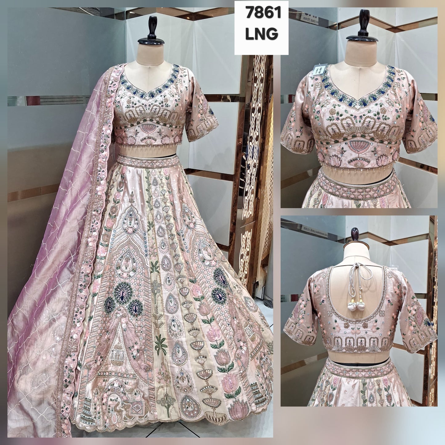 Beige pink Crop Top lehenga happy customer