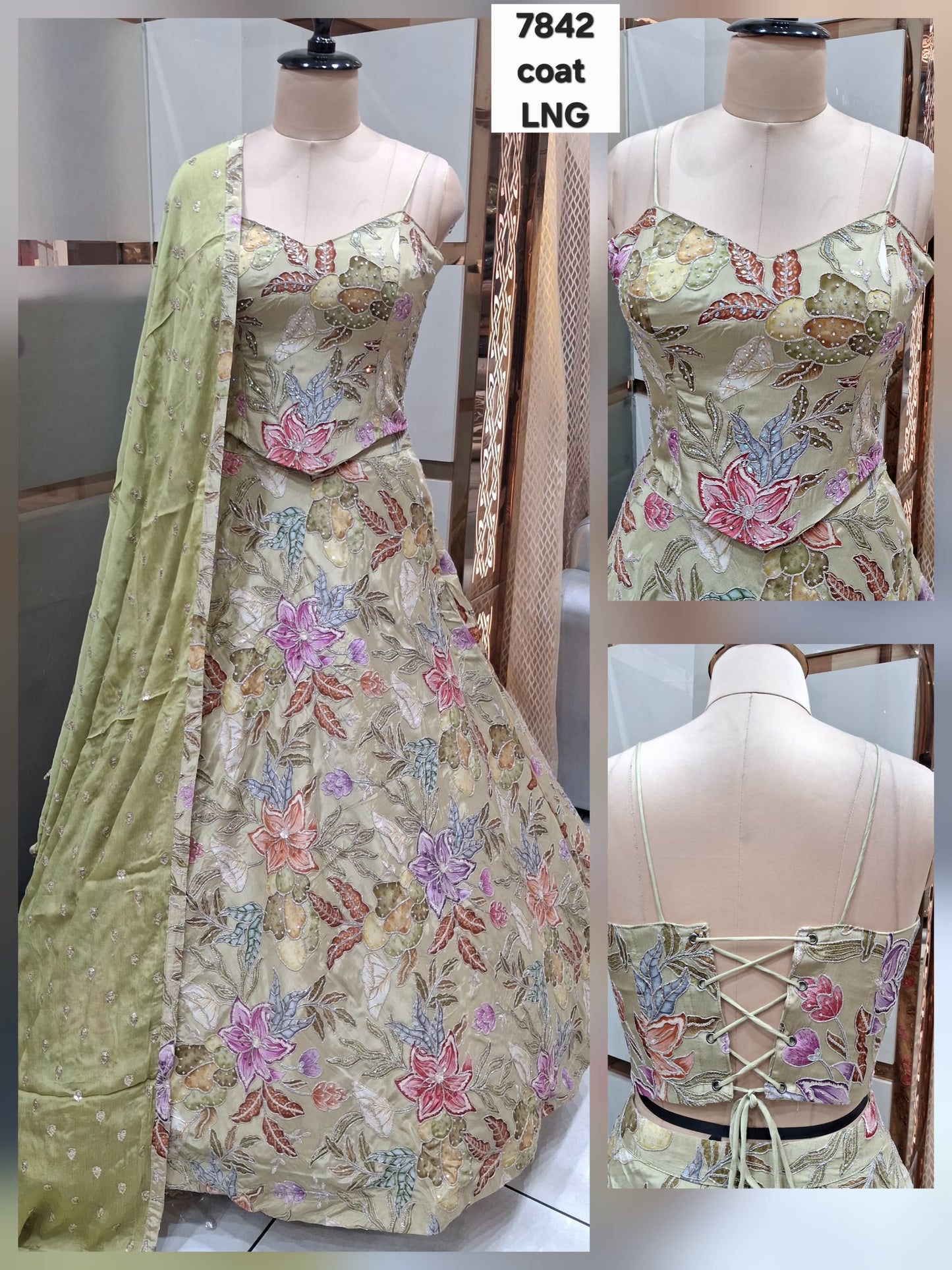 Light green Baby pink peach drape saree dress