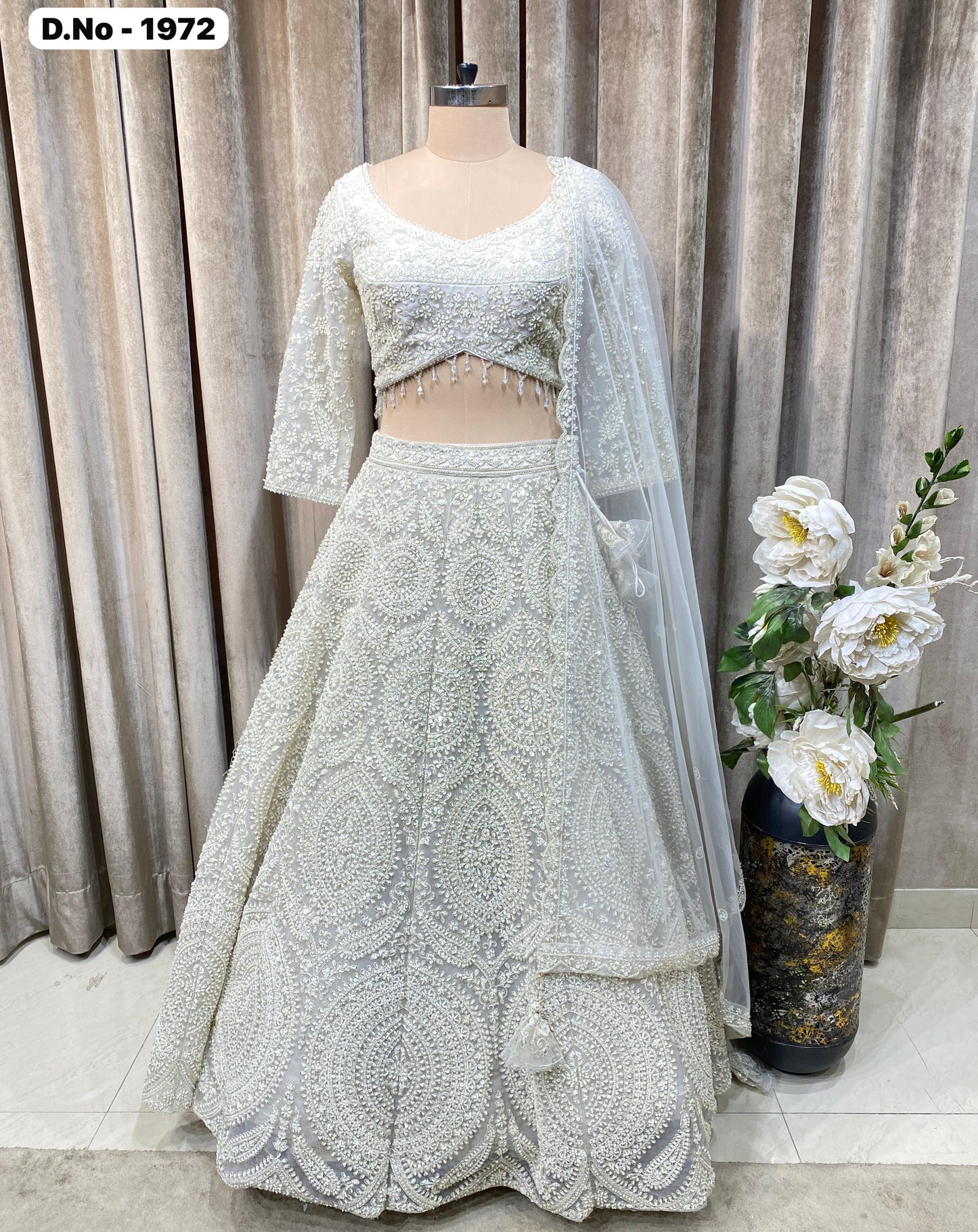White Crop Top Lehenga