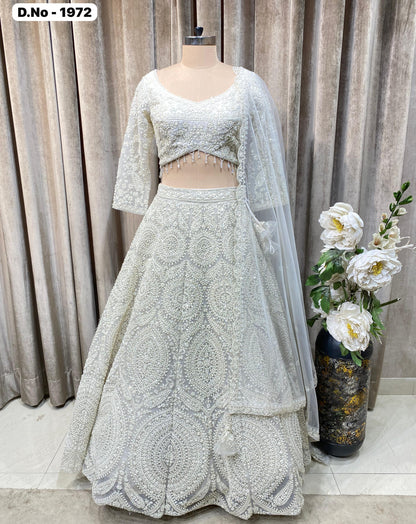 White Crop Top Lehenga