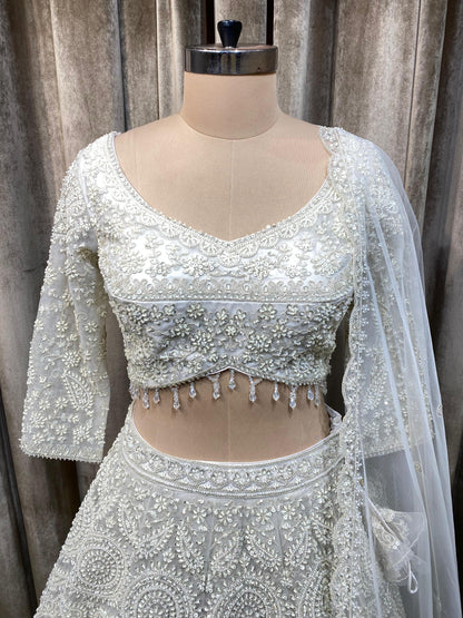 White Crop Top Lehenga