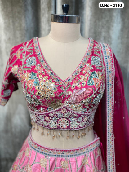 Hot pink Crop Top Lehenga
