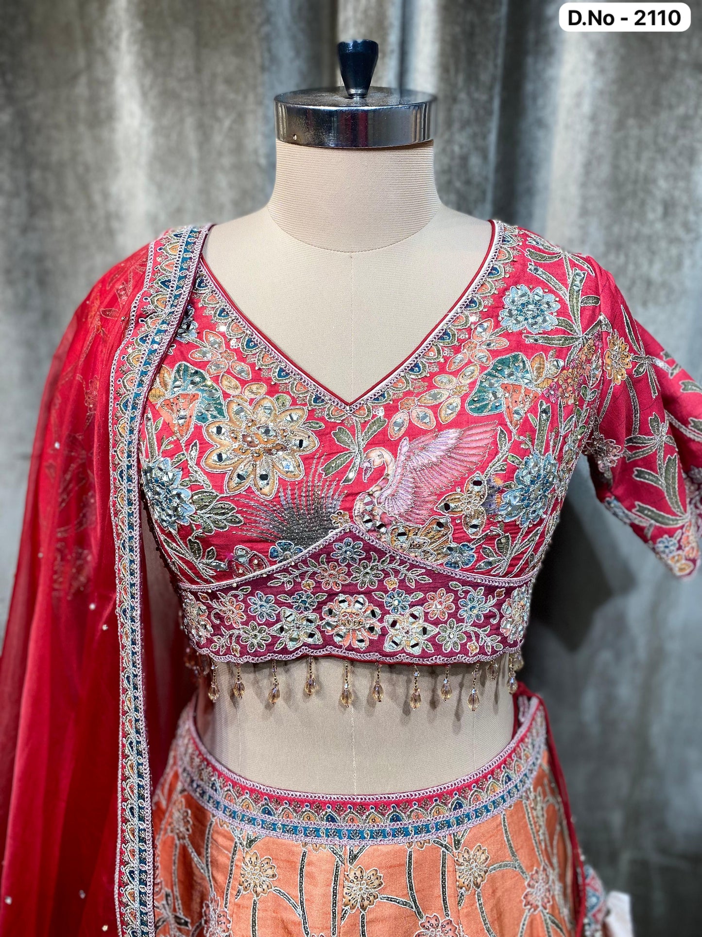 Hot pink Crop Top Lehenga