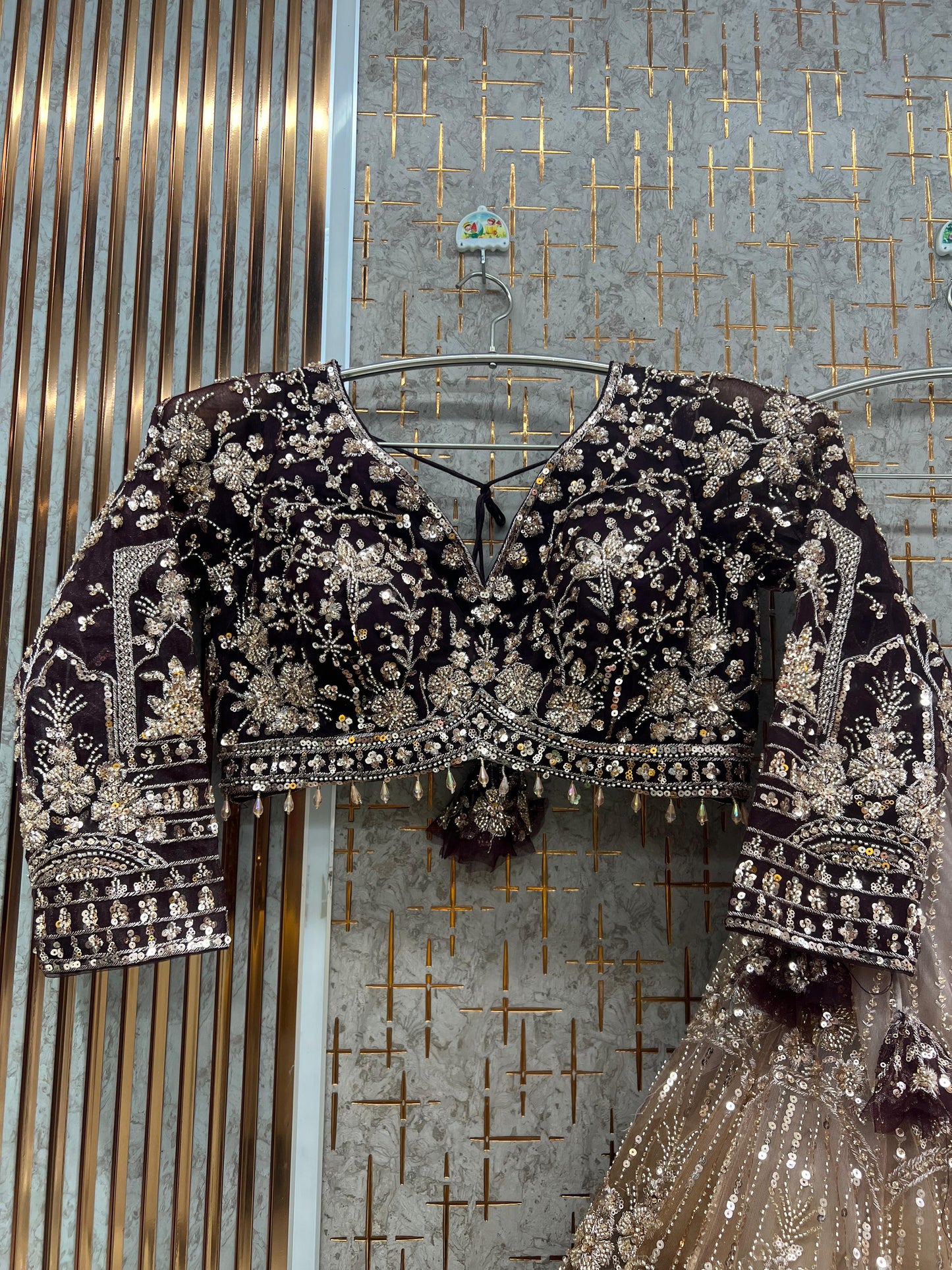 Blue double shade Crop Top Lehenga