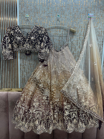 Blue double shade Crop Top Lehenga