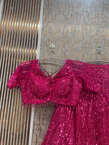 Purple Monotone Crop Top Lehenga