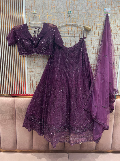 White Monotone Crop Top Lehenga