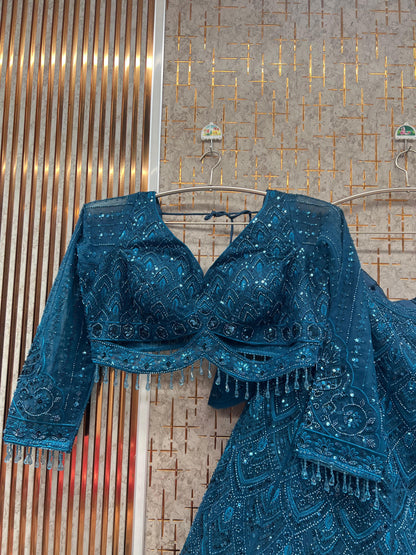 White Monotone Crop Top Lehenga