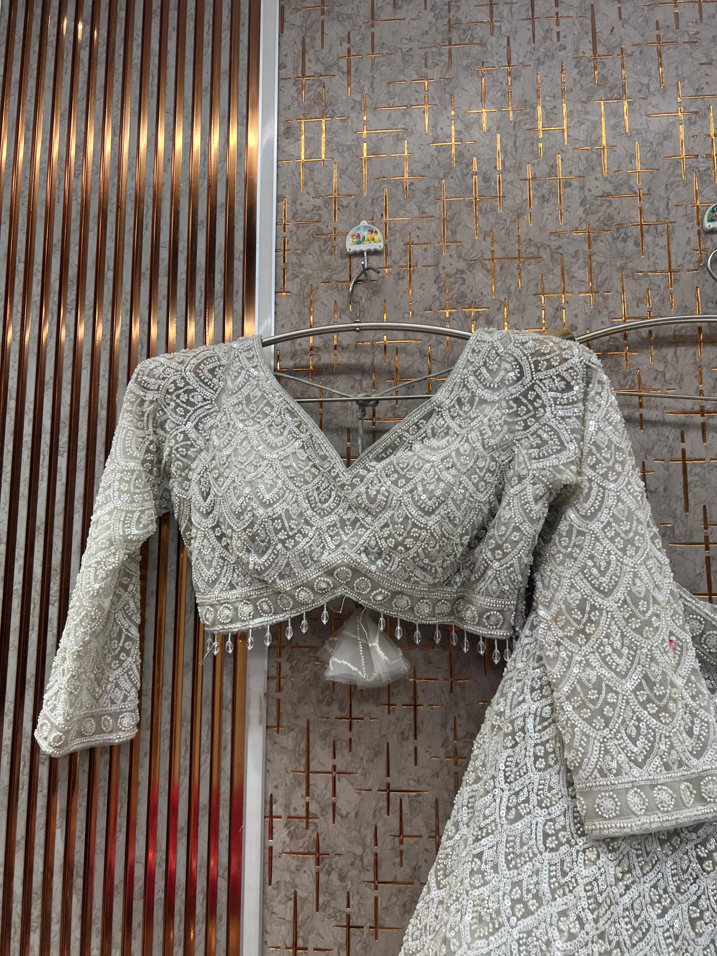 White Monotone Crop Top Lehenga