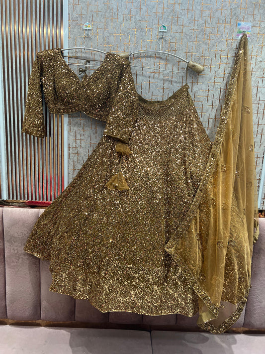 Golden Mustard Monotone Crop Top Lehenga