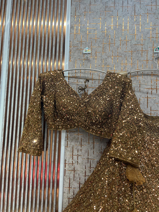 Golden Mustard Monotone Crop Top Lehenga