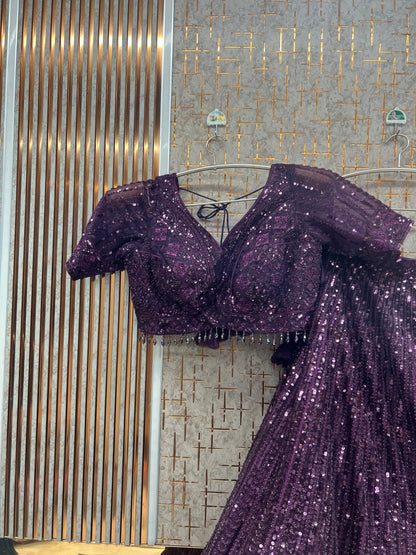 Purple Monotone Crop Top Lehenga