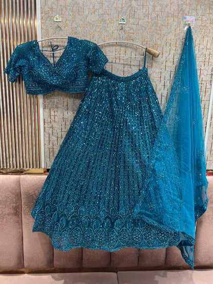 Purple Monotone Crop Top Lehenga