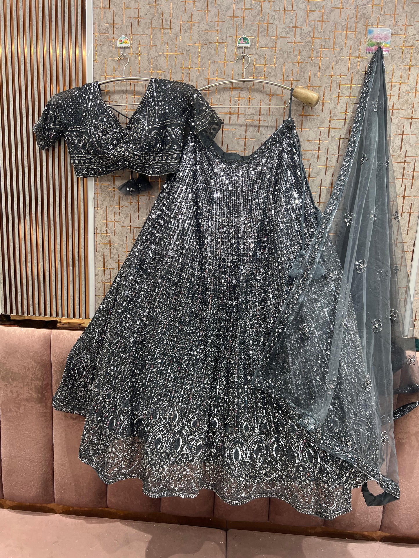 Purple Monotone Crop Top Lehenga