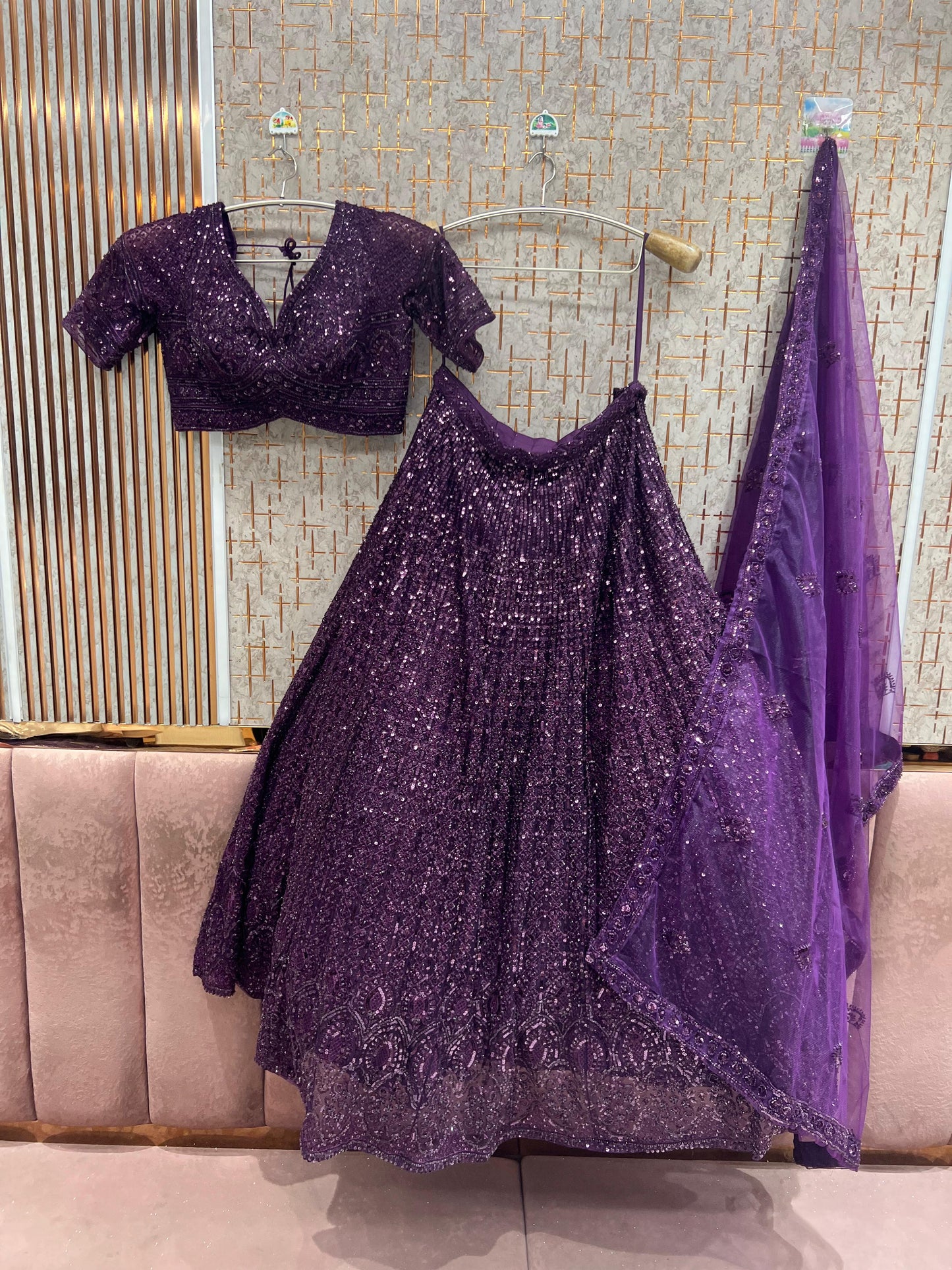 Purple Monotone Crop Top Lehenga