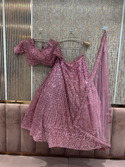 Purple Monotone Crop Top Lehenga