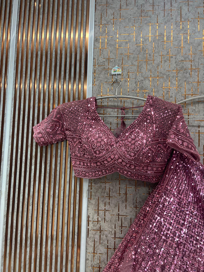 Purple Monotone Crop Top Lehenga