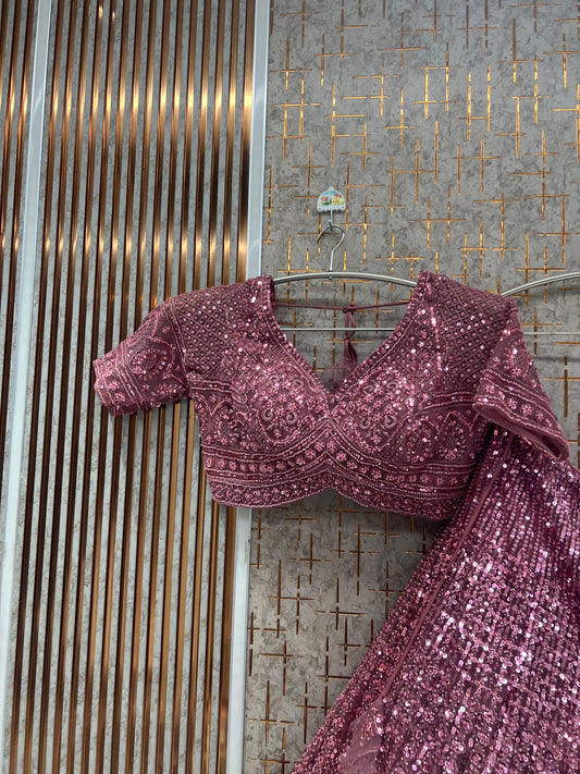 Pink Monotone Crop Top Lehenga