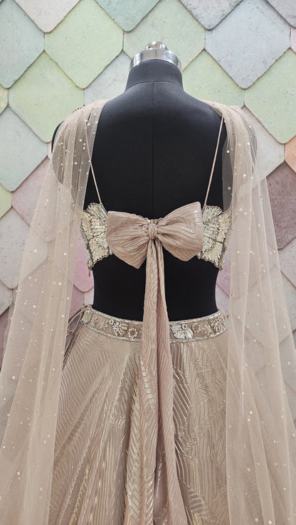 Brown Crop top Lehenga