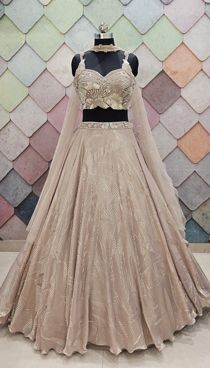 Brown Crop top Lehenga