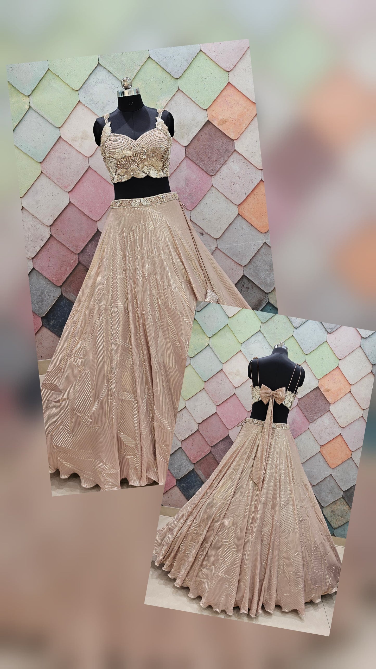 Brown Crop top Lehenga
