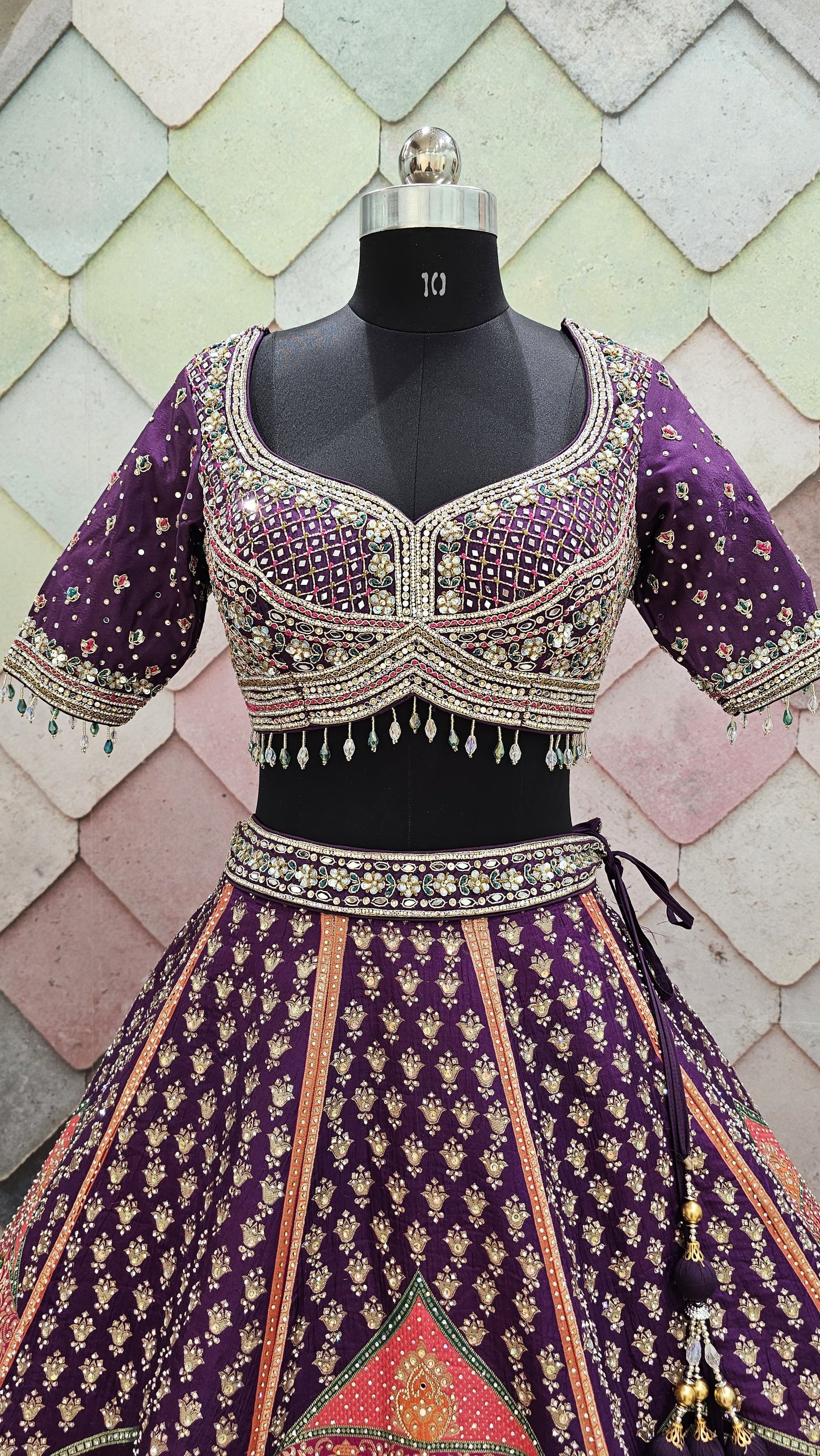Purple Crop top Lehenga