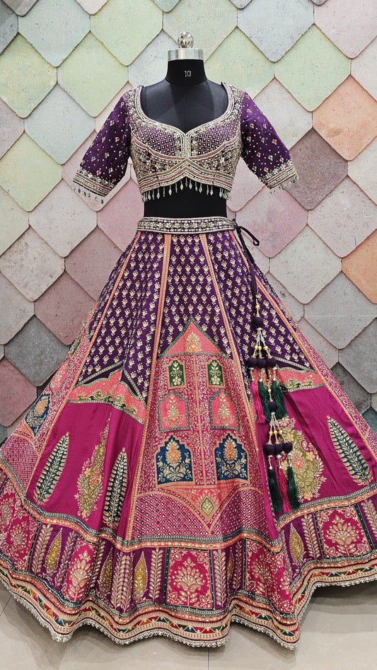 Purple Crop top Lehenga