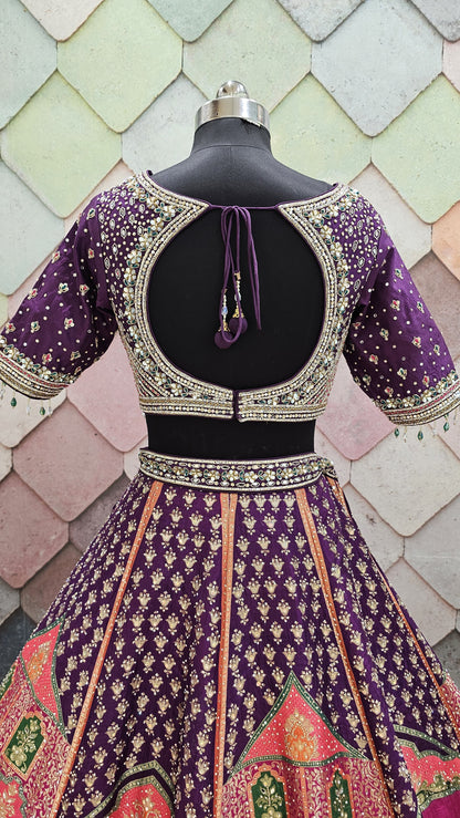 Purple Crop top Lehenga