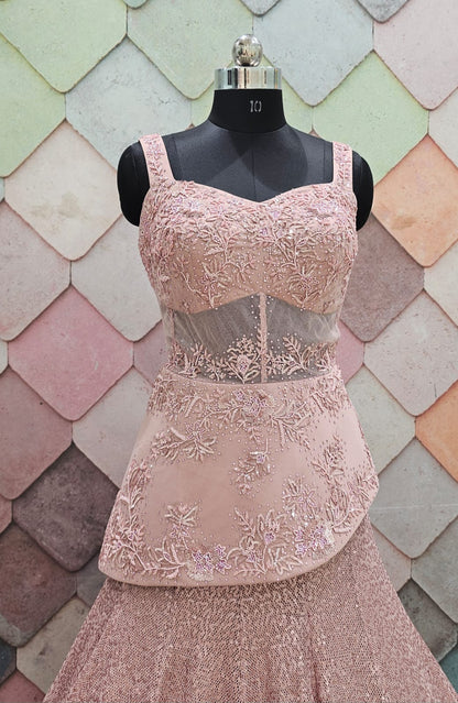 Pink Crop top Lehenga