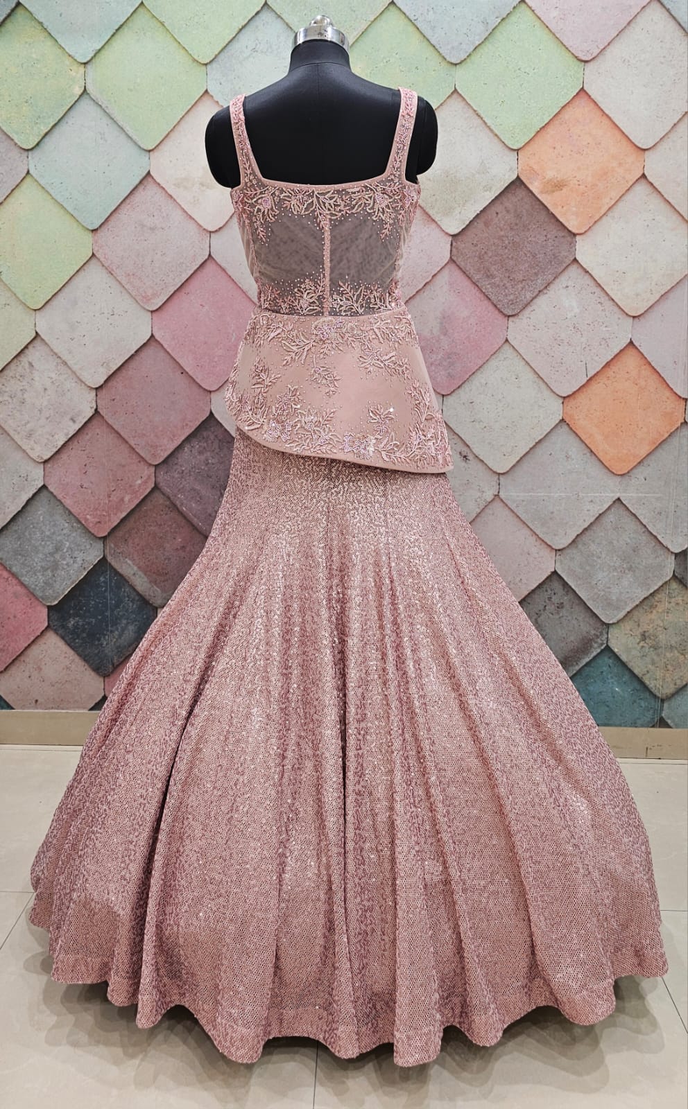Pink Crop top Lehenga