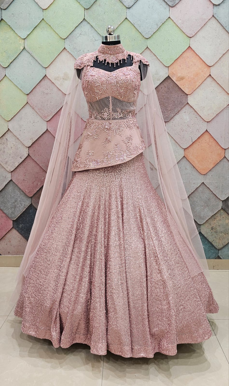 Pink Crop top Lehenga