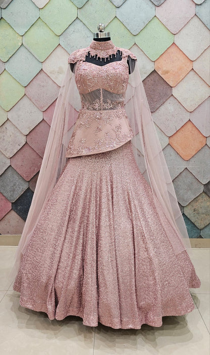 Pink Crop top Lehenga