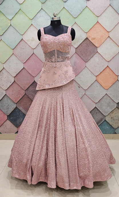 Pink Crop top Lehenga